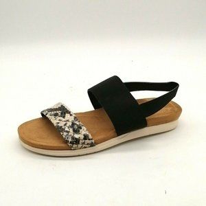 Aerosoles Womens Slip On Ankle Strap Sandal Cushioned Black/Multi Sz 6.5 NEW